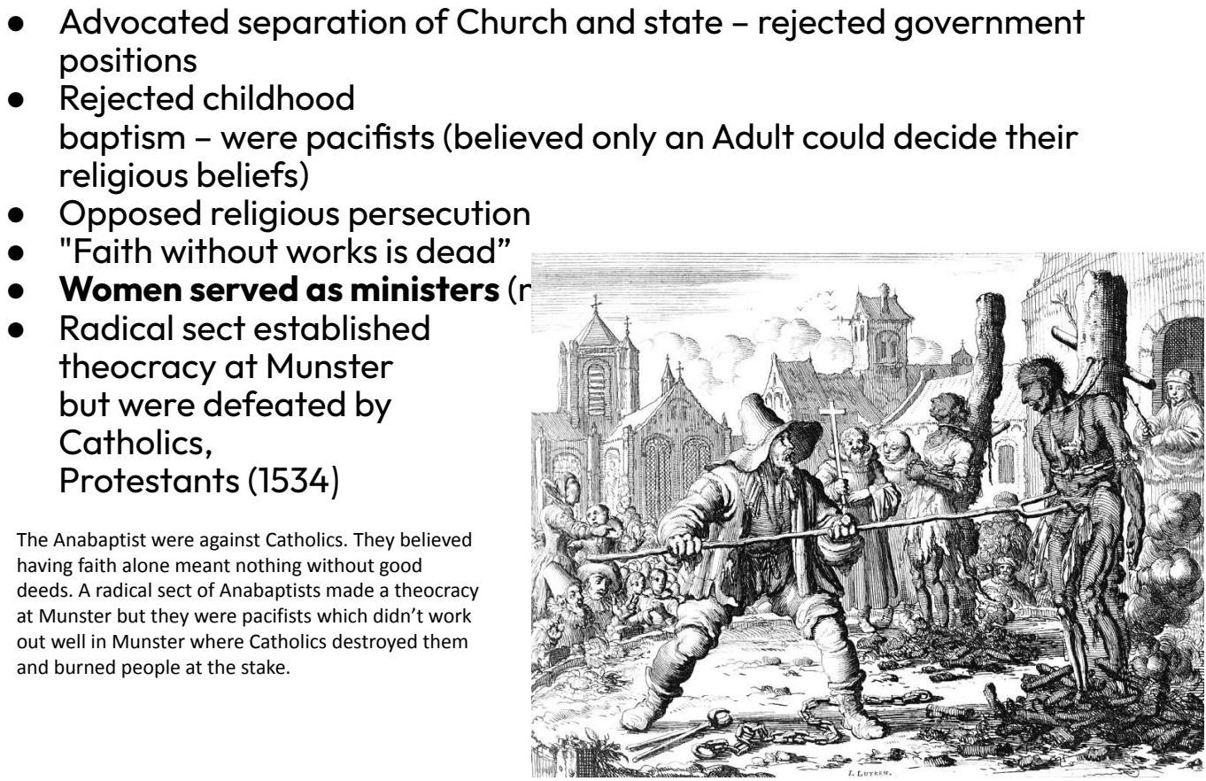 Illustration of Anabaptist believers and the violent suppression of their Munster theocracy