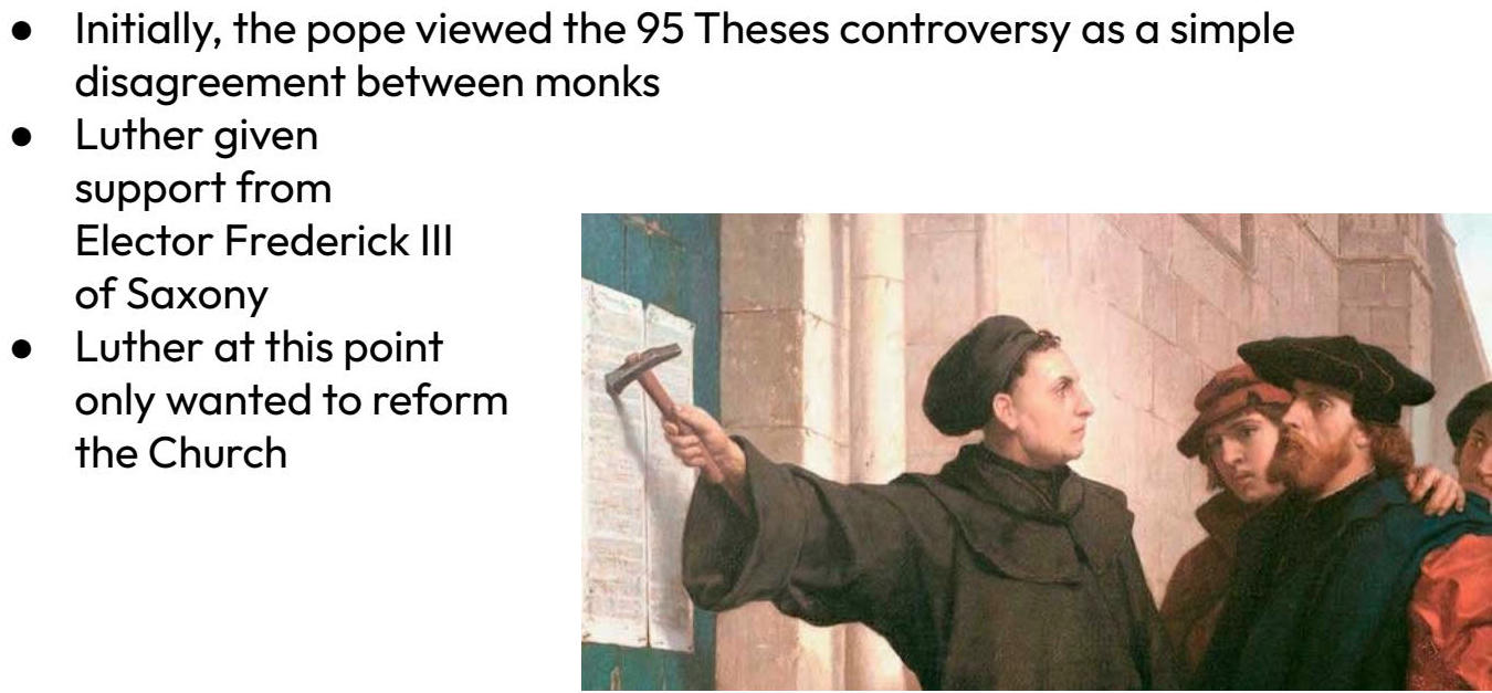 Luther nailing the 95 Theses to a church door