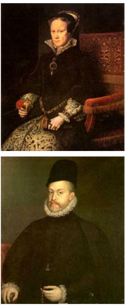 Portrait of Mary I, emphasizing the solemnity of her reign and the religious conflict of the period